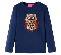 vidaXL Kinder-Langarmshirt mit Eule aus Pailletten Pullover Sweatshirt Marineblau 116