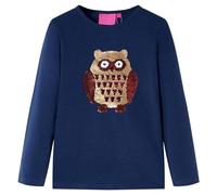 vidaXL Kinder-Langarmshirt mit Eule aus Pailletten Pullover Sweatshirt Marineblau 92