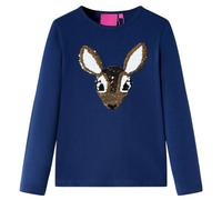 vidaXL Kinder-Langarmshirt mit Hirsch aus Pailletten Pullover Sweatshirt Marineblau 104