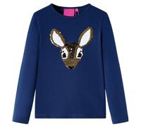 vidaXL Kinder-Langarmshirt mit Hirsch aus Pailletten Pullover Sweatshirt Marineblau 116