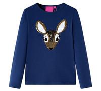 vidaXL Kinder-Langarmshirt mit Hirsch aus Pailletten Pullover Sweatshirt Marineblau 128