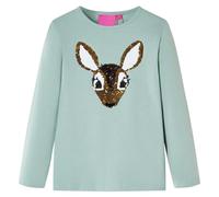 vidaXL Kinder-Langarmshirt mit Hirsch aus Pailletten Pullover Sweatshirt Minzgrün 104