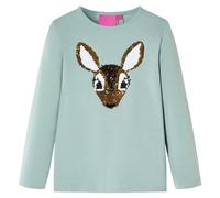 vidaXL Kinder-Langarmshirt mit Hirsch aus Pailletten – Minzgrün Größe 128