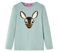 vidaXL Kinder-Langarmshirt mit Hirsch aus Pailletten Pullover Sweatshirt Minzgrün 128