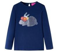 vidaXL Kinder-Langarmshirt mit Kaninchen aus Glitzer Pullover Sweatshirt Marineblau 116