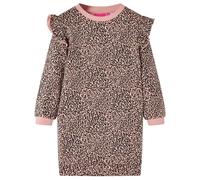 vidaXL Kinder-Pulloverkleid Leopardenmuster Pullover Sweatshirt Kleid Mittelrosa 92