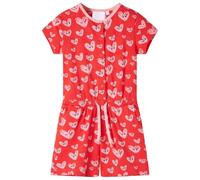 vidaXL Kinder Spielanzug Strampler Jumpsuit Mädchen Bund mit Kordelzug Kurzarm Rot 140