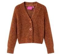 vidaXL Kinder-Strickjacke Cardigan V-Ausschnitt Langarm Mädchen Cognac Größe 104