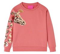 Kinder Sweatshirt mit Giraffe aus Pailletten Langarmshirt Pullover Altrosa 104