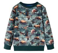 vidaXL Kinder-Sweatshirt mit Rinder Adler – Langarm-Pullover Dunkelgrün 140