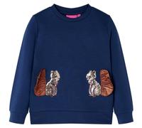vidaXL Kinder-Sweatshirt mit Eichhörnchen aus Pailletten Marineblau 140