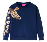 Kinder Sweatshirt Giraffe aus Pailletten Langarmshirt Pullover Marineblau 104