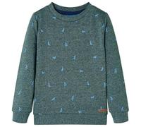 vidaXL Kinder-Sweatshirt Hundemotiv Langarmshirt Pullover Pulli Dunkelgrün Melange 116
