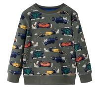 Kinder Sweatshirt Rennwagen-Motiv Langarmshirt Pullover Pulli Shirt Khaki 116