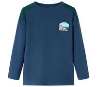 vidaXL Kinder-Sweatshirt Jungen Waffelmuster Landschaft Marineblau Größe 104