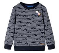 vidaXL Kinder-Sweatshirt mit Gebirgsmuster Langarm Marineblau Melange 128