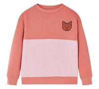 vidaXL Kinder Sweatshirt mit Farbblock Katze Langarmshirt Pullover Pulli Rosa 92