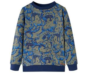 vidaXL Kinder Sweatshirt mit Waschbär-Motiv Rundhals Langarmshirt Pullover Pulli Khaki