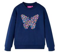 Kinder Sweatshirt Schmetterling-Aufdruck Langarmshirt Pullover Marineblau 116