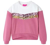 Kinder Sweatshirt Streifen aus Pailletten Langarmshirt Pullover Himbeerrosa 104