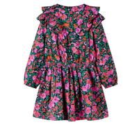 vidaXL Kinderkleid Lange Ärmel Blumenmuster Kinder Kleid Langarmkleid Knallrosa 116