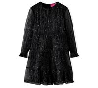 vidaXL Kinderkleid Lange Ärmel Pailletten Rundhals Kinder Kleid Mädchen Schwarz 128