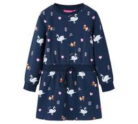 vidaXL Kinderkleid Langarm mit Schwanenmotiv Marineblau Größe 140