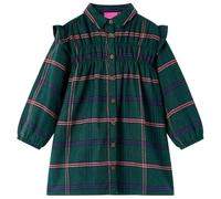vidaXL Kinderkleid mit Langen Ärmeln Rüschen Langarmkleid Kinder Kleid Dunkelgrün 140