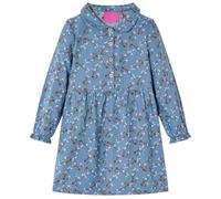 vidaXL Kinderkleid mit Langen Ärmeln Umlegekragen Kinder Kleid Mädchen Petrolblau 92