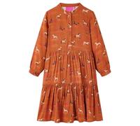 vidaXL Kinder-Langarmkleid Mädchen mit Pferdemotiv Cognac Größe 128