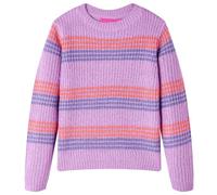 vidaXL Kinderpullover Gestreift Gestrickt Lila und Rosa Größe 104