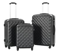 vidaXL Kofferset 3-TLG. Hartschalenkoffer Handgepäck Koffer Rollkoffer Reisekoffer Hartschale Trolley Set Business Reise Schwarz ABS 4 Rollen S M L