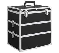vidaXL Kosmetikkoffer 37x24x40 cm Schwarz Aluminium Schwarz 91840