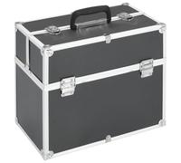 vidaXL Kosmetikkoffer 38x23x34cm Schwarz Aluminium Koffer Beauty Case Schminkkoffer Schmuckkoffer Friseurkoffer Alukoffer Werkzeugkoffer Schminkkasten