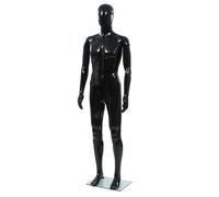 vidaXL Männliche Schaufensterpuppe mit Glassockel Schwarz 185 cm Schwarz 142927