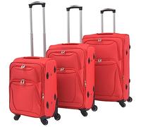 vidaXL Reisekoffer-Set 3-tlg. – Weichgepäck, 4 Rollen, Teleskopgriffe, Handgepäck – Rot