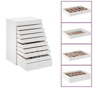 vidaXL Schmuckkästchen 10-Schichten mit Uhrenhaltern Weiß, Schmuckkasten, Schmuckkoffer, Schmucktruhe, Schmuckbox, Schmuckorganizer, Ringschatulle