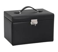 vidaXL Schmuckkästchen 3-Schichten mit Spiegel Abschließbar Schwarz