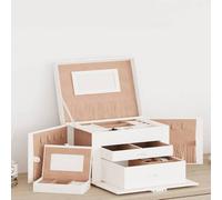 vidaXL Schmuckkästchen 3-Schichten mit Spiegel Abschließbar Weiß