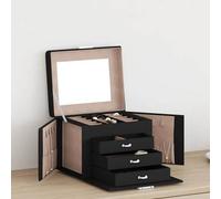 vidaXL Schmuckkästchen 4-Schichten mit Spiegel Abschließbar Schwarz