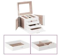 vidaXL Schmuckkästchen 4-Schichten mit Spiegel Abschließbar Weiß, Schmuckkasten, Schmuckkoffer, Schmucktruhe, Schmuckbox, Schmuckorganizer