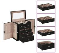 vidaXL Schmuckkästchen 5-Schichten mit Spiegel Abschließbar Schwarz