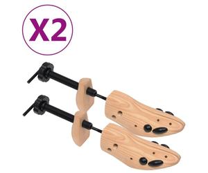 vidaXL Schuhspanner 2 Paar Größe 41-46 Kiefer Massivholz Braun 30173