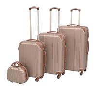 vidaXL Vierteiliges Hartschalen-Trolley-Set Champagner Rosa 91193