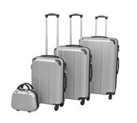 vidaXL Vierteiliges Hartschalen-Trolley-Set Silber Silber 91196