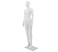 vidaXL Weibliche Schaufensterpuppe mit Glassockel Weiß 175 cm Weiß 142928