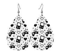 Videospiel-Controller, schwarze Ohrringe, Leder, Tropfenform, niedlich, ästhetisch, baumelnd, Geschenke für Frauen und Mädchen, Einheitsgröße, Leder Polyvinylchlorid