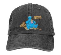 VIDOJI Baseballkappe Krümelmonster Kekse Essen Trucker-Hut Vintage Distressed Washed Snapback-Kappe Unisex-Aktivitäten Verstellbare Kappen Hut