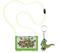 VIDSTW Brustbeutel Kinder Mit 1 Schlüsselanhänger Portmonee Kinder Brustbeutel Dinosaurier-Design Brustbeutels Jungen Verstellbar Geldbeutel Mädchen Kinderportmonee Jungen für Kindertag Weihnachten