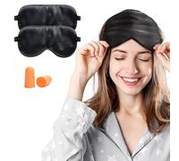 Viedouce Schlafmaske Seide Augenmaske 2 Pack,100% Hautfreundlich Frauen und Herren, Angenehme Ideal für Schlaf zu Hause Auf Reisen, Schwarz